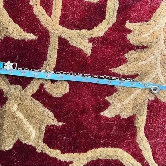 Teen Girl's Rhinestone Floral Design with Turquoise Leather Tabs Chainlink Belt - Picture 13 of 14